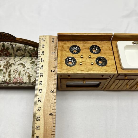 Dollhouse Miniature Furniture Kitchen Appliances MCM Upholstered Couch Chairs - Picture 11 of 13